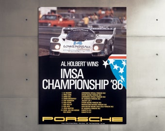 Porsche Race Car Poster | 1986 IMSA Championship | Vintage Motorsport Wall Art Print