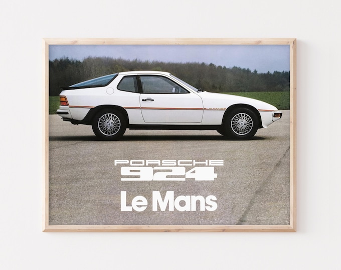Porsche Poster | Vintage Porsche 924 Le Mans Poster | Car Poster | Horizontal Wall Art Print | Vintage Poster Car Ad Prints