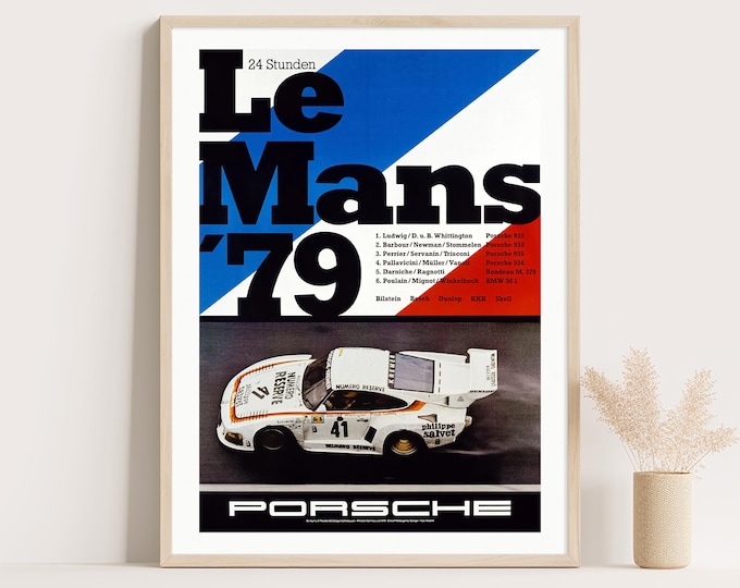 Porsche Poster | Porsche 935 Le Mans 1979 Poster | Vintage Car Motorsport Wall Art | Giclée Print | Home Office Garage Decor | Free Shipping