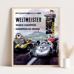 Vintage Porsche Race Car Poster: 1960s World Champion Print