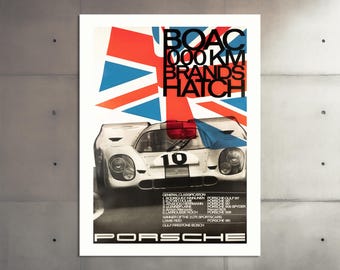 Vintage Porsche 917 Race Car Poster - 1970 Brands Hatch