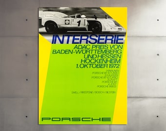 Vintage Porsche 917 Hockenheim Poster: 1972 Motorsport Race Car Wall Art Print