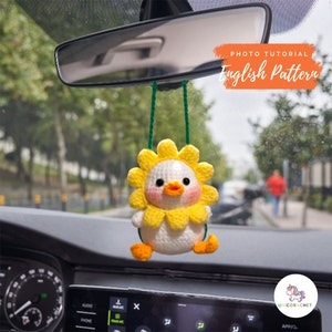 Duck Car Hanging Crochet Pattern, Car Rearview Duck Car Mirror Hanging Pattern, Car Accessories Decor Crochet, Handmade Crochet Gift for Car