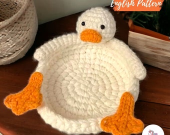 Duck Coaster Crochet Pattern, Crochet Duck Amigurumi PDF Pattern, No-sew Crochet Pattern, Rubber Duck Coaster, Crochet Farm Animal Gift