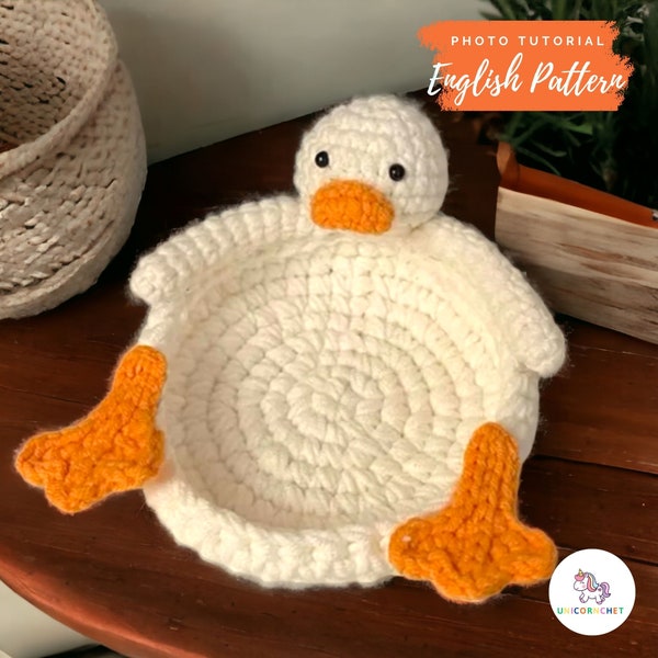 Duck Coaster Crochet Pattern, Crochet Duck Amigurumi PDF Pattern, No-sew Crochet Pattern, Rubber Duck Coaster, Crochet Farm Animal Gift