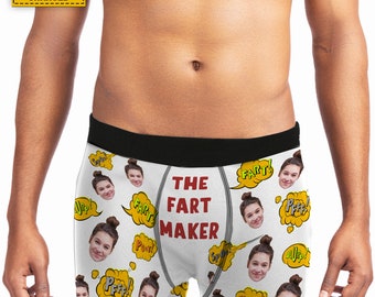 Custom Face Men's Boxers Briefs Personalized Men's Funny Shorts With Photo The Fart Maker Humor Gift For Friends Family Members Husband