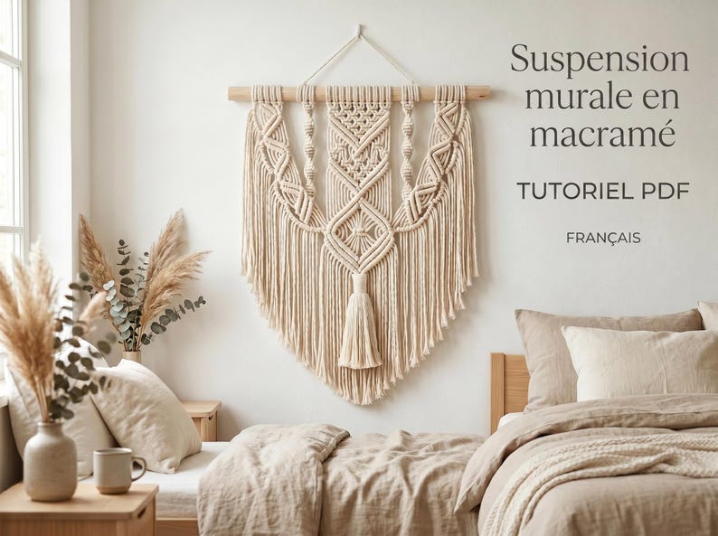 Macrame Tutorial PDF in French – DIY Boho Wall Hanging Pattern, Beginner Project, Step-by-Step Guide with Photos image 1
