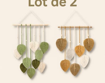 Set of 2 Macrame Leaf Wall Hangings – Boho Chic, Handmade, Ideal Gift & Home Decor