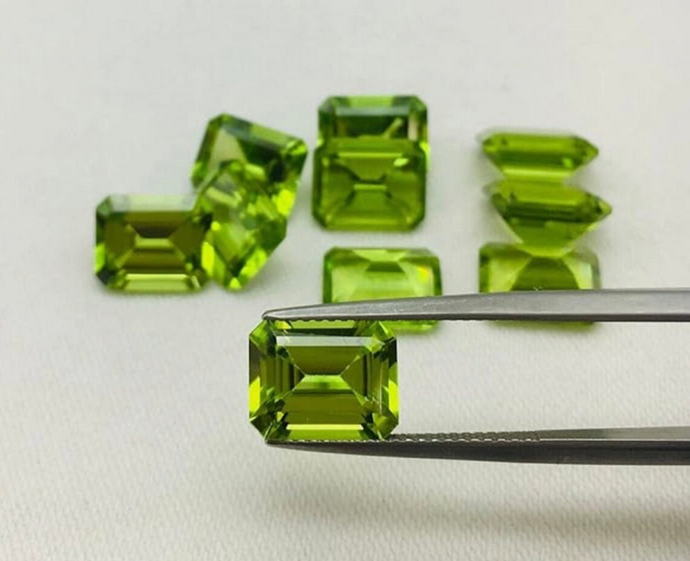 Emerald Cut High Quality Real Peridot Loose Gemstone for Pendant, 11x9 ...