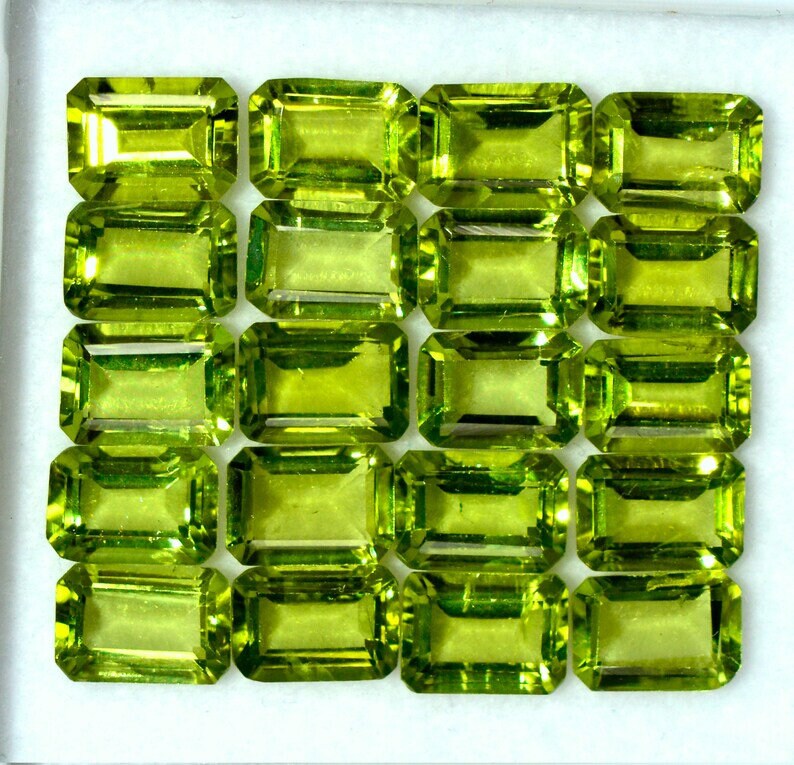 Emerald Cut High Quality Real Peridot Loose Gemstone for Pendant, 11x9 ...