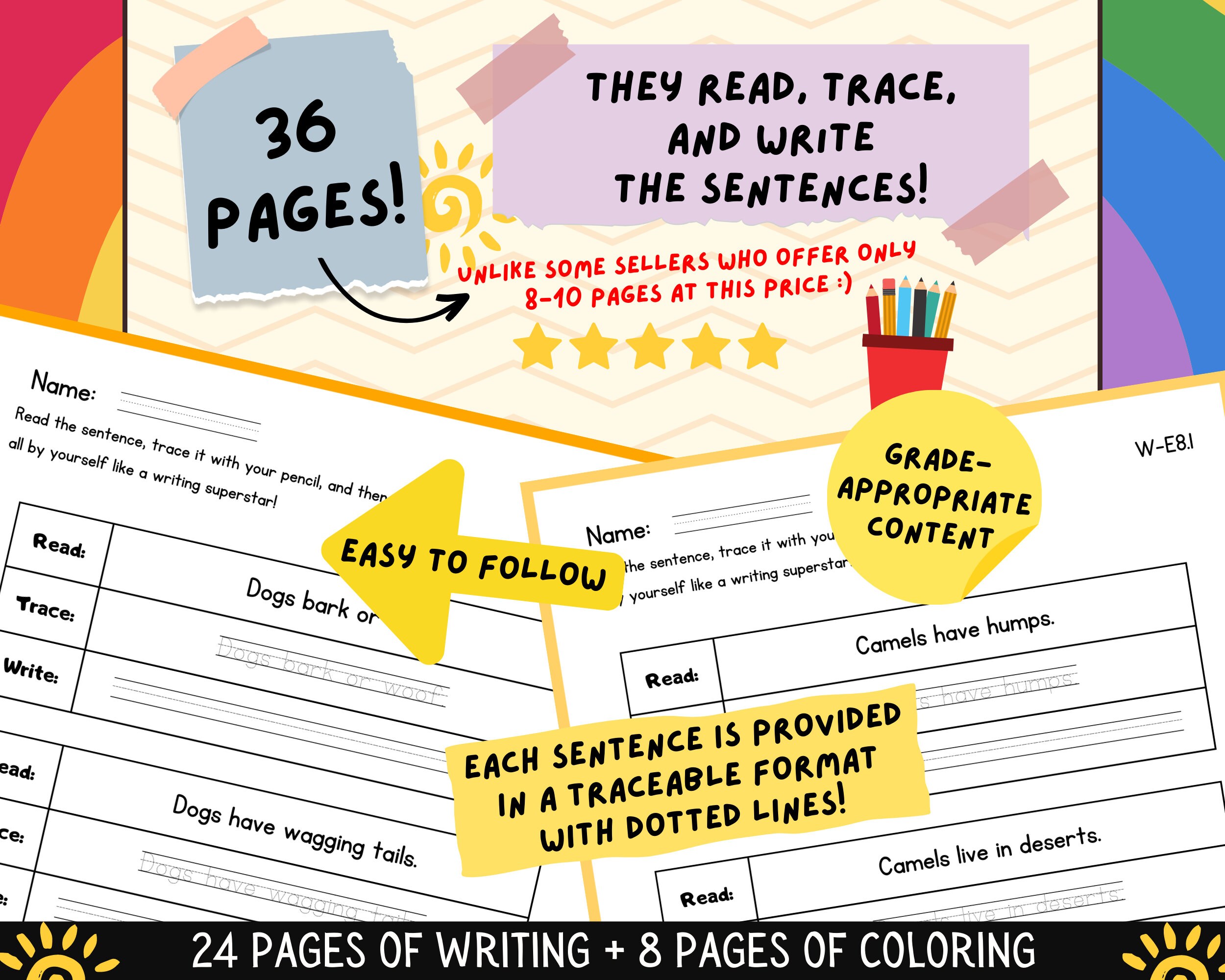 1st Grade Handwriting Exercises With Sentences and Coloring Pages ...