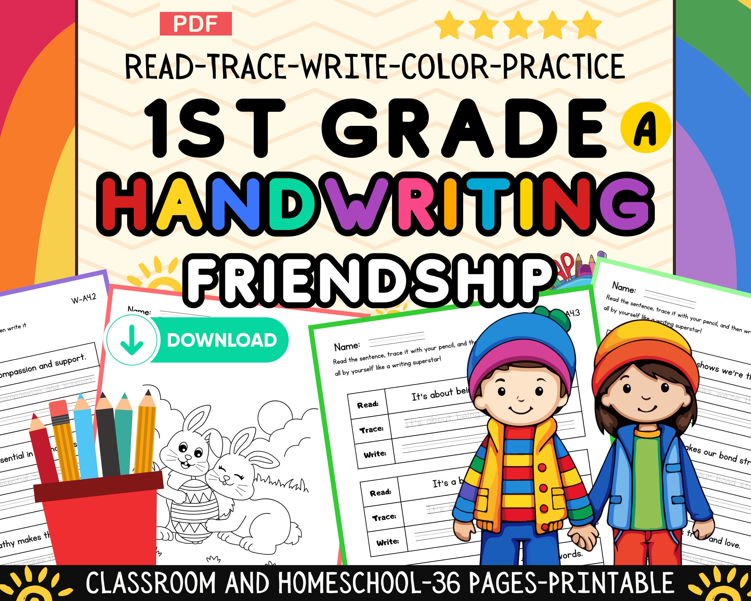 1st Grade Handwriting Exercises With Sentences and Coloring Pages ...