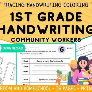 1st Grade Writing Exercises Sentences,Learn to Write,Tracing Activities, Handwriting,Homeschool,Learn at Home,Instant Download,Printable,PDF