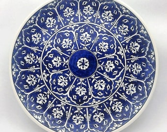 Baba Nakkas Motif Tile Plate Cobalt Blue Colored