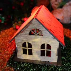 Laser Cut Wooden House Lamp 3mm  Vector CDR FİLE