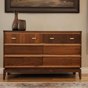 SOLD - Do Not Make Payment- Mid Century Long Walnut Dresser