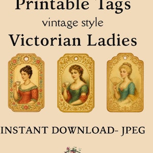 Victorian Ladies Ephemera Tags: Vintage Collage Kit (Digital JPGs)