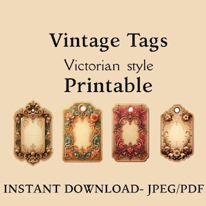 Ephemera Journal Tags Vintage printable  Embellishments Tags Journaling