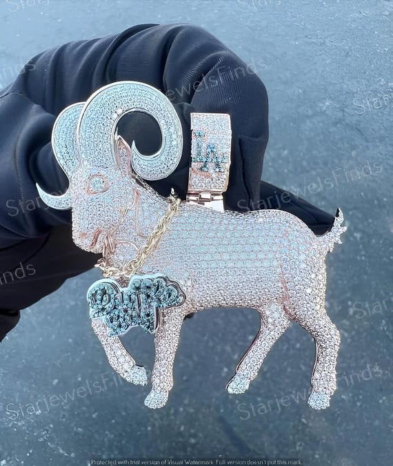 Goat Custom Round Cut Lab Created Diamond Pendant 14K Rose Gold Plated Solid 925 Sterling Silver Men s Pendant Hip Hop Pendant for Him