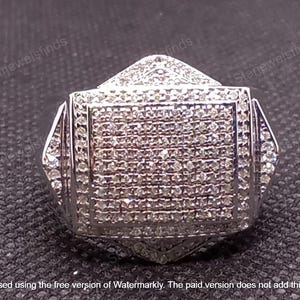 925 Sterling Silver Men&#39;s Engagement Wedding Ring Setting Lab Created Round Cut Diamond Cluster Ring 14k White Gold Plated Ring