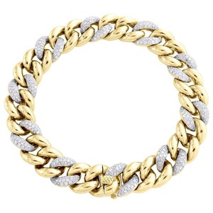 Cuban Link Bracelet, Miami Cuban Chain Diamond, Cuban Link Bracelet, Men Cuban Link Bracelet, Gift For Him, 14k Yellow Gold Plated
