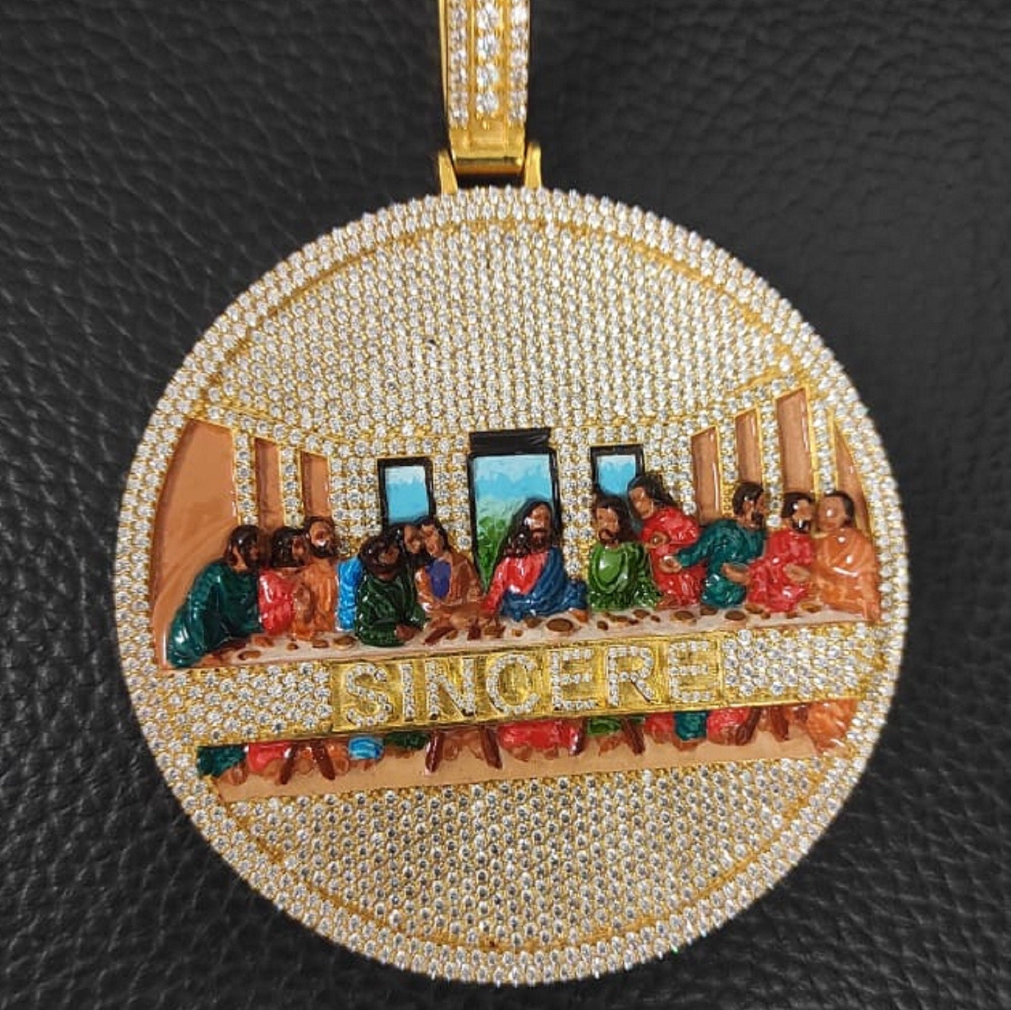 The Last Supper Ultima Cena Pendant,round Simulated Diamond The Last Supper Ultima Cena Pendant,round Simulated Diamond