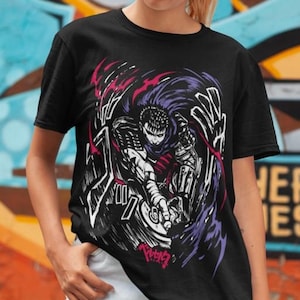 アニメヴィンテージスペシャルユニセックスTシャツ、アニメマンガシャツ、アニメシャツ、黒い剣士、スカルナイト、グラフィックアニメTシャツ、マンガシャツ、日本