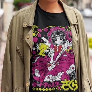 Camiseta Fairy Kei, Diseño retro 90's, Camisa Chica Anime, Anime Estético, Moda Kawaii