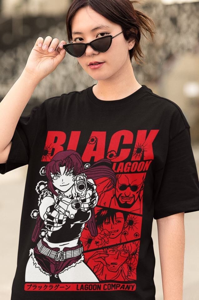 Unisex Black Lagoon Anime T-shirt, Revy Graphic Tee Waifu Manga