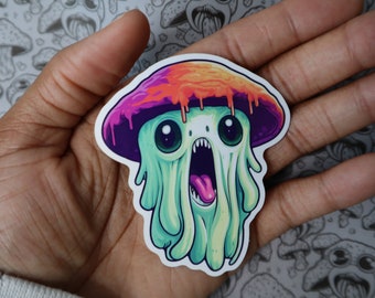 Halloween Sticker | Mushroom Inspired Vinyl Decals for Laptops, Water Bottles + Journals | Collectible Halloween Ghost Shroomlin Sticker