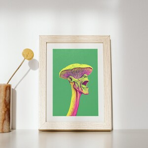 Mushroom Art Poster - Digital Download - Pop Art - Surreal Art - Mushroom Art - Mushroom Wall Decor - Trippy Wall Art - Kitchen Wall Art
