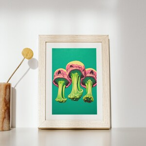 Mushroom Art Poster - Digital Download - Pop Art - Surreal Art - Mushroom Art - Mushroom Wall Decor - Trippy Wall Art - Kitchen Wall Art