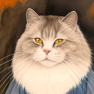 White Cat Wall Art, Zen Cat Art Print, Relaxing Cat Japanese Style ...