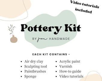 Pottery Kit, DIY clay kit with paints, Date night kit for 2, Make your own pottery, Self care gift, At home craft set, Couples experience