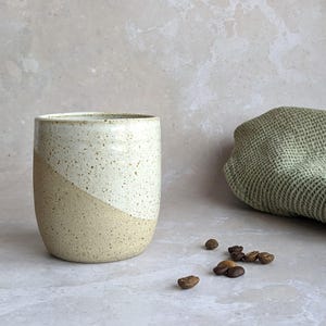 TUNDRA Handmade 200ml Flat White Stoneware Coffee Tumbler: Ceramic Mug, Cortado Cup, 7oz Cup No Handle, Cosy Cup, Coffee Cup Set