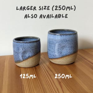 Handmade Double Espresso Cup 125ml, Thumb Dimple Cup, Blue Stoneware Espresso mug image 8