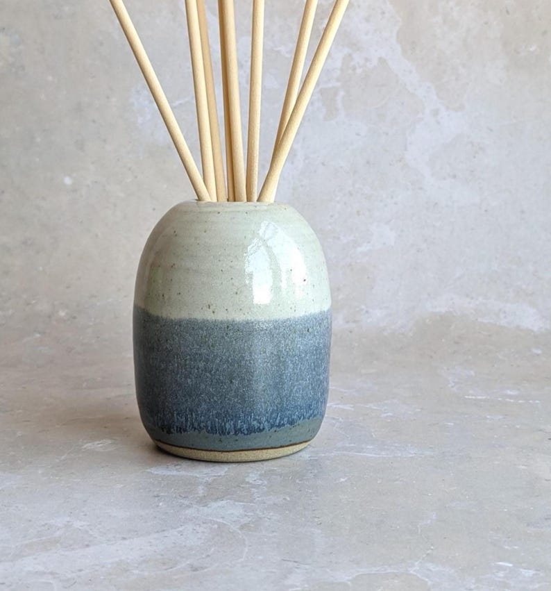 COAST Handmade Ceramic Reed Diffuser Pot: Coastal Blue & White Pottery ...