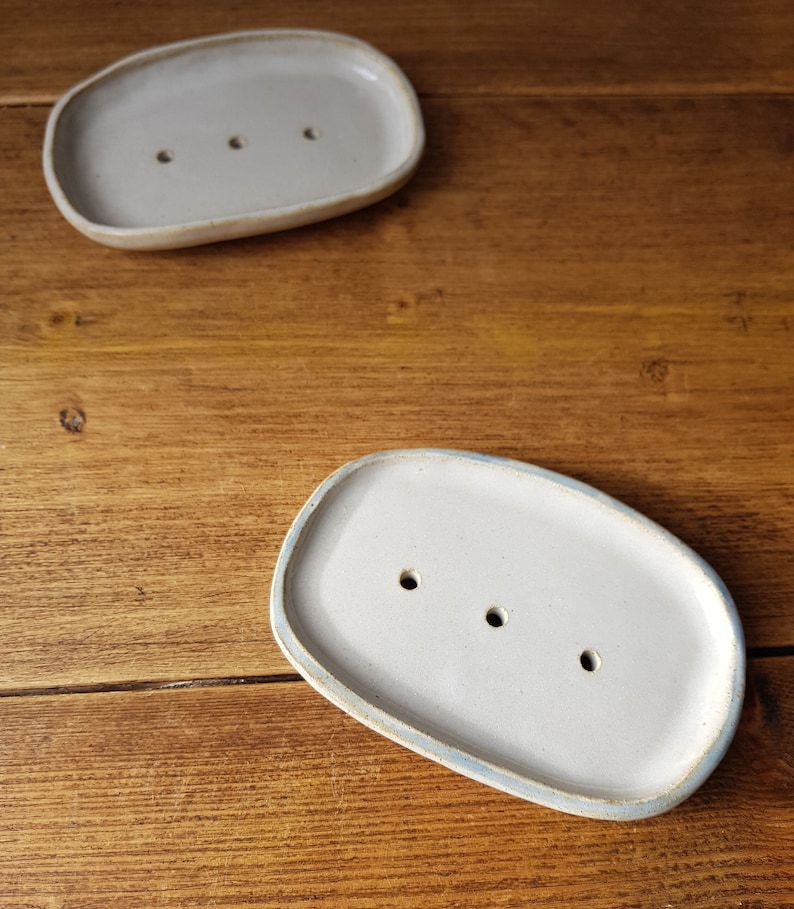 Handmade Ceramic Soap Dish, Soap Gift Set, Soap Dish With Drainage, White Hand Made Clay Soap