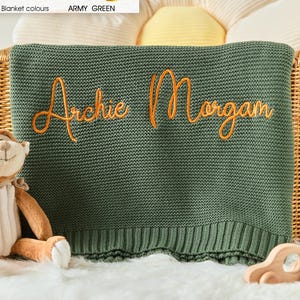 Personalized Knit Baby Blanket - Custom Baby Blanket, Embroidered Baby Name Blanket, Welcome Baby Blanket Keepsake, Unique Baby Shower Gift