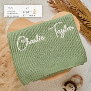 Personalized Baby Blanket - Embroidered name Blanket, Cotton Baby Blanket, Custom Baby Name Blanket, Baby Shower Gift, Newborn Blanket