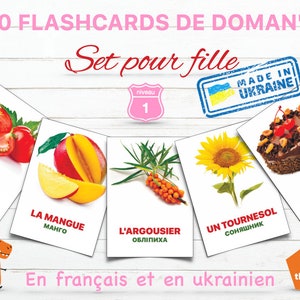 Set pour filles #1 | Набір для дівчинок #1 | 80 cartes en 5 thèmes | 80 розвиваючих карток у 5 темах | FRA-УКР | PDF