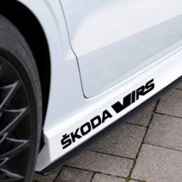 Skoda VRS side skirt gloss black vinyl car decal stickers set of 2