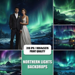 318 digitale Kulissen, Nordlichter digitale Hintergründe, Backdrop Overlays, Studio Backdrops, Photoshop Fine Art Texturen