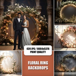 439 Digital Backdrops, Floral Ring Digital Backgrounds, Backdrop Overlays, Studio Backdrops, Photoshop Fine Art Textures