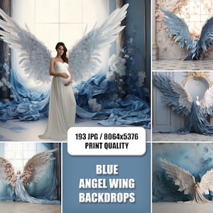 361 Digital Backdrops, Blue Angel Wing Digital Backgrounds, Maternity Backdrop Overlays, Studio Backdrops, Photoshop Fine Art Textures