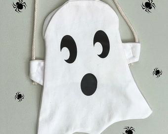 Geist Halloween Süßes oder Saures Tasche | Personalisierter Kinder-Halloween-Korb | Halloween Süßigkeiten Tasche | Glow-in-the-dark Tasche | Kinder Geist Tasche