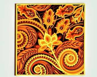 3D Floral Mandala SVG DXF: Layered Laser Cut File
