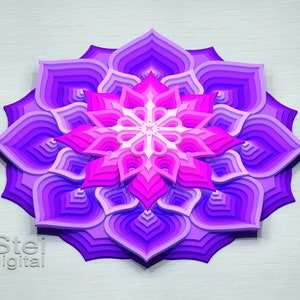 3d Flower mandala Cricut svg, dxf laser cut file, laser cutting files, cutting template, CNC laser, layered design svg, vector file. F9.