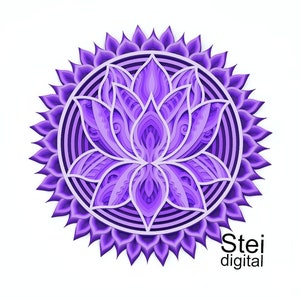 3D レイヤー ロータス フローラル マンダラ SVG、DXF カット ファイル、レーザー用、ロータス フラワー Cricut SVG、3D ロータス マンダラ SVG、レイヤー フラワー マンダラ SVG。