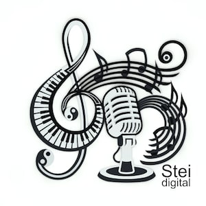 Layered Musik svg, Dxf Schneidedatei, Laserschnitt svg, Musiknoten svg, Layered-Mikrofon svg, 3D-Musikmandala svg, Musik svg für Cricut.